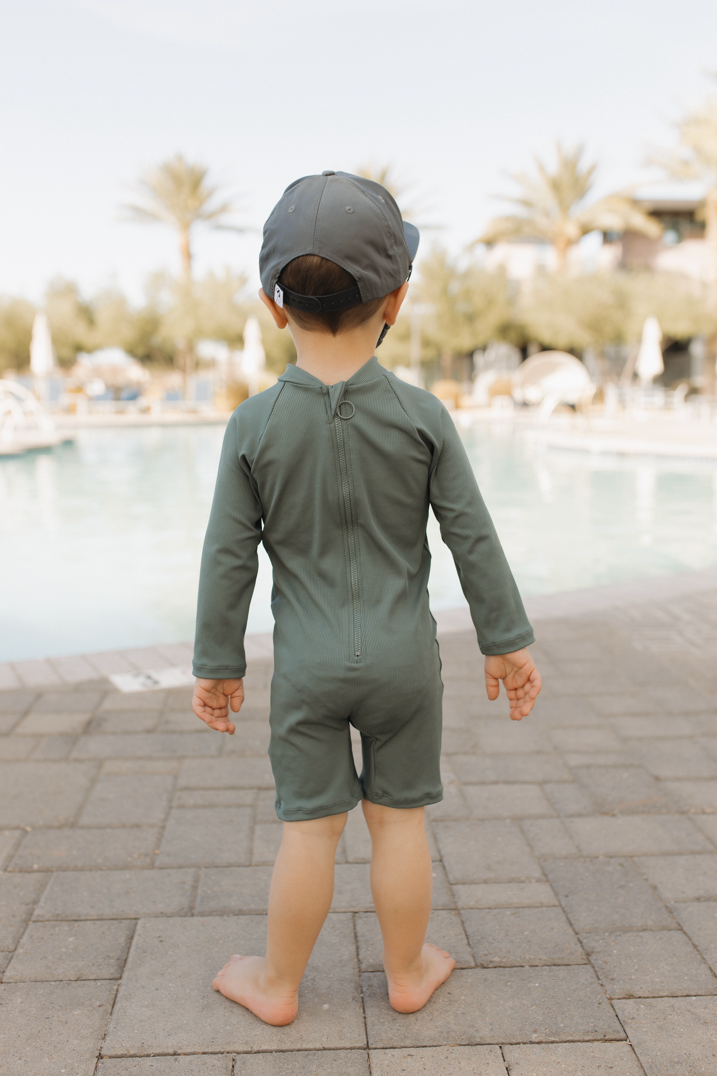 Current Tyed - Solid Solid Dark Green Ribbed Sunsuit