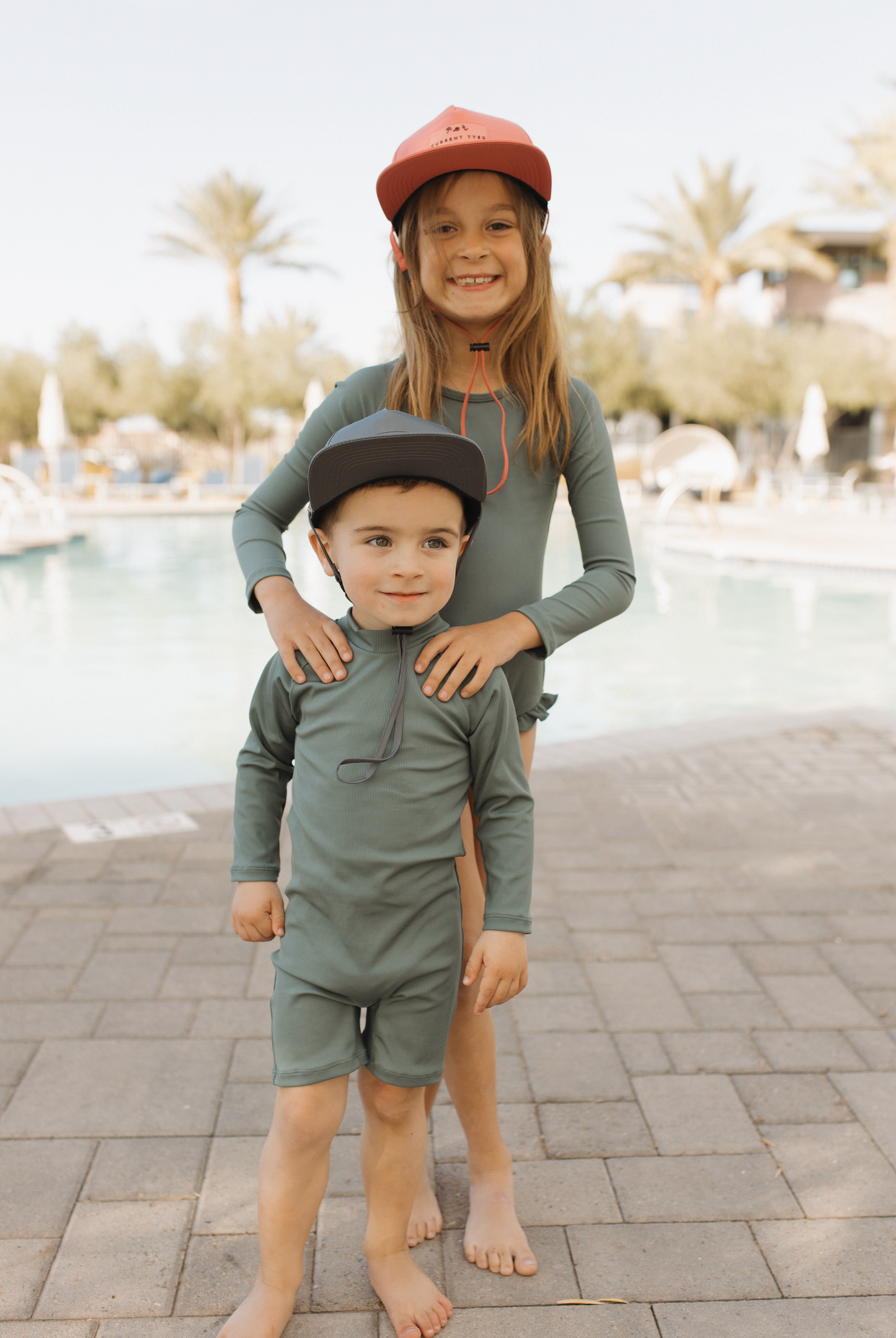 Current Tyed - Solid Solid Dark Green Ribbed Sunsuit