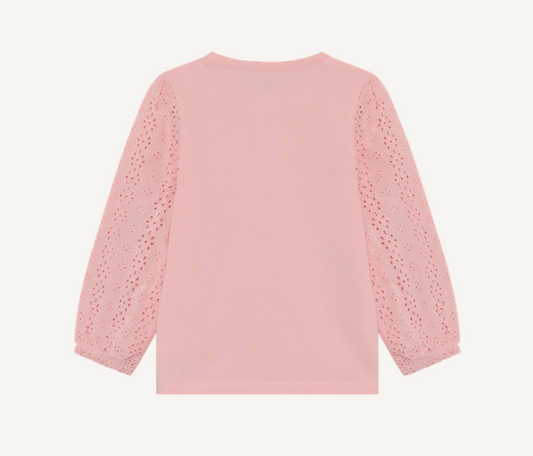 Minymo - Long Sleeve Pink Lace T-Shirt -5Y