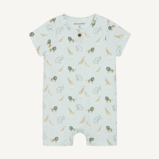Minymo - Safari Friends All Over Print Short Sleeve Romper
