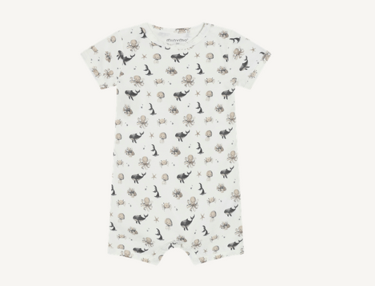 Minymo - All Over Ocean Pals Short Sleeve Romper