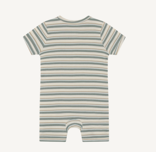 Minymo - Short Sleeved Striped Cotton Romper