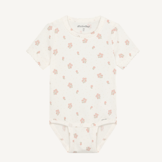Minymo - All Over Print Floral Short Sleeve Bodysuit
