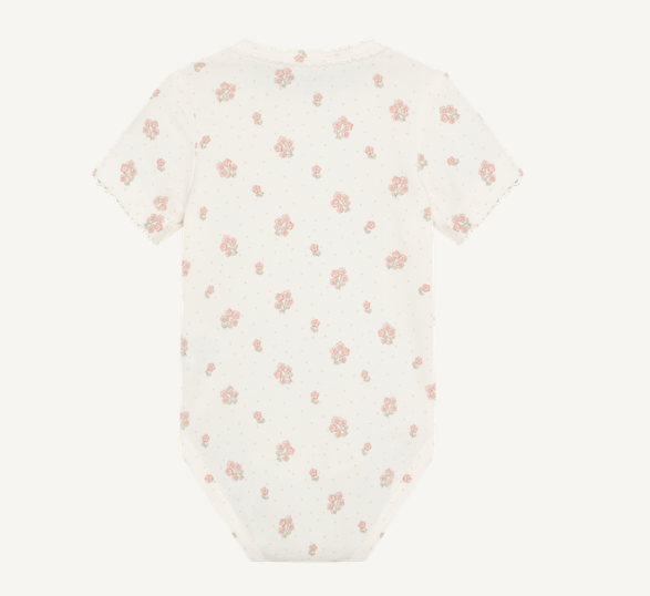 Minymo - All Over Print Floral Short Sleeve Bodysuit