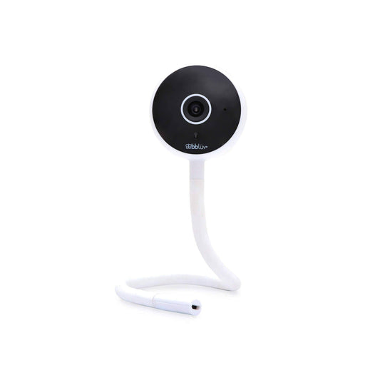Smart camera with a flexible arm on a white background