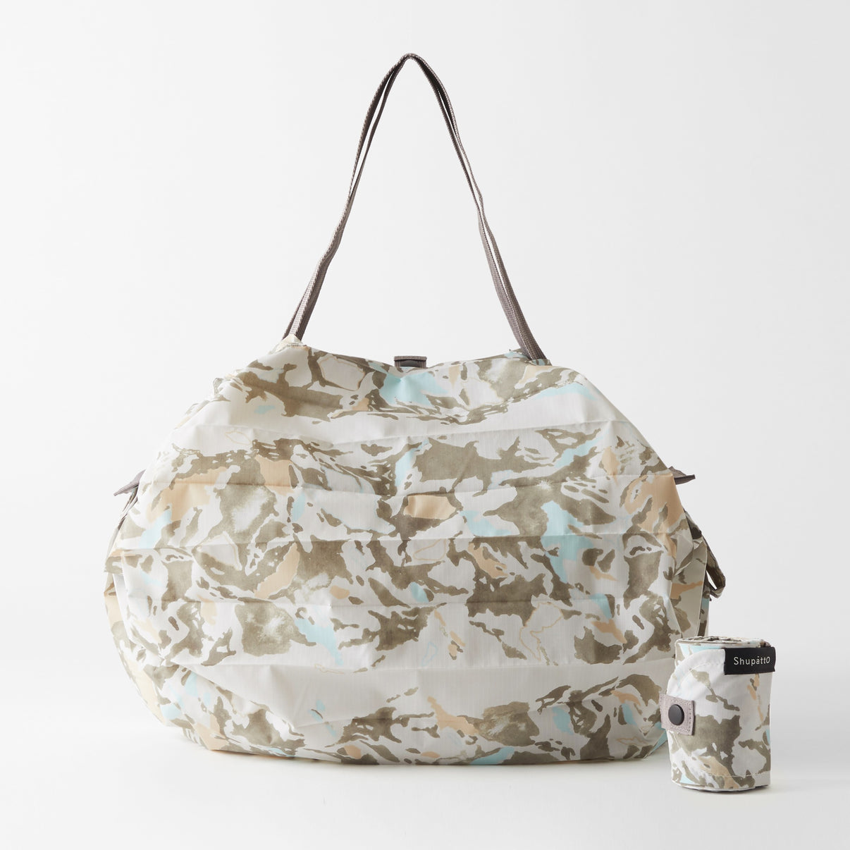 Shupatto Recycled Bag - One-Pull Foldable - Snowy Peaks (Medium)