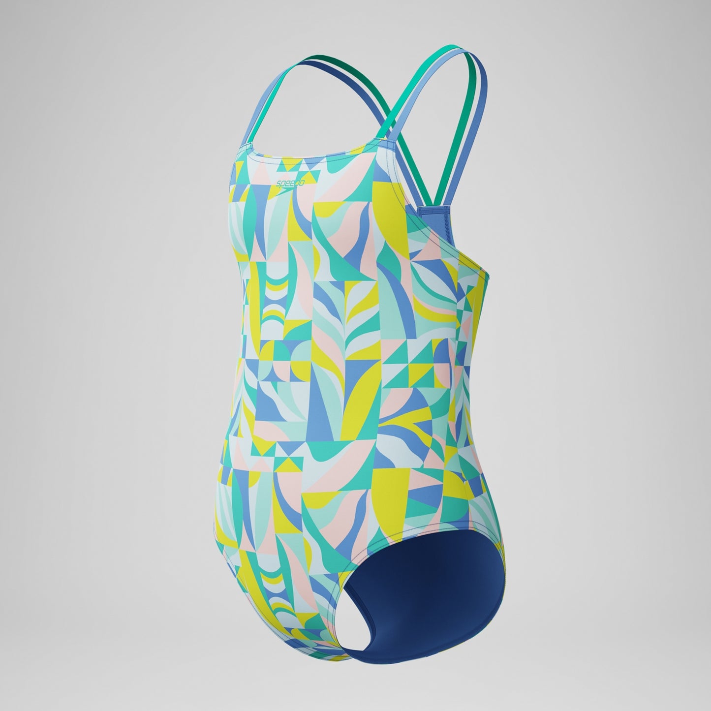 Speedo Strappy Printed One Piece Swimsuit Marine Green 3