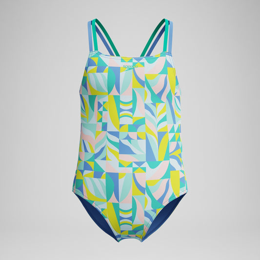 Speedo Strappy Printed One Piece Swimsuit Marine Green 7