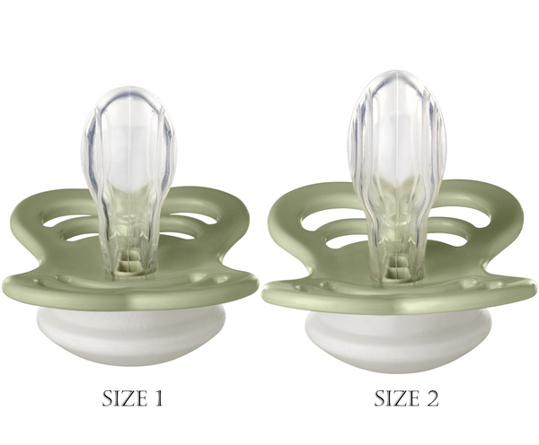 BIBS Pacifier Supreme Silicone 2 PK Sage GLOW / Cloud GLOW