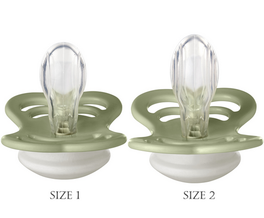 BIBS Pacifier Supreme Silicone 2 PK Sage GLOW / Cloud GLOW