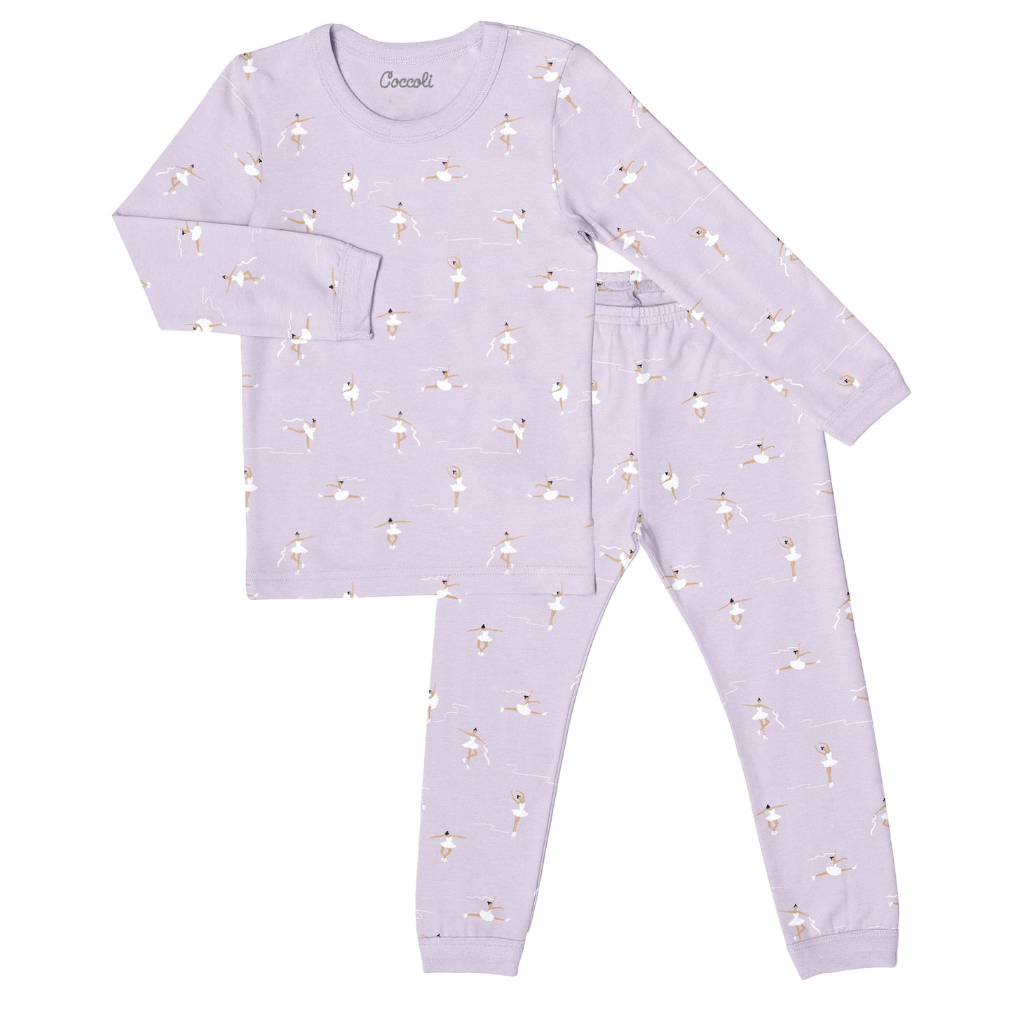 Coccoli Modal Long Sleeve Pyjama - Ballerinas on Lavender - 3Y