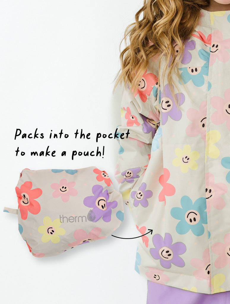 Therm Kids 10K Packaway Rainshell - Happy Daisy
