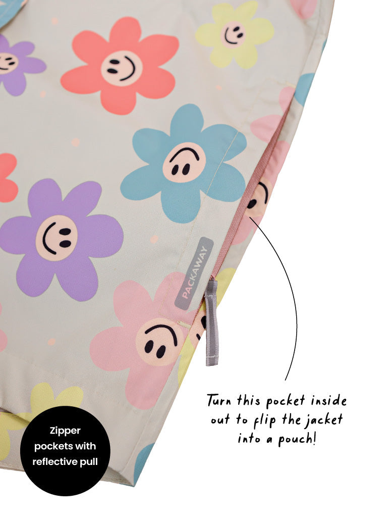 Therm Kids 10K Packaway Rainshell - Happy Daisy