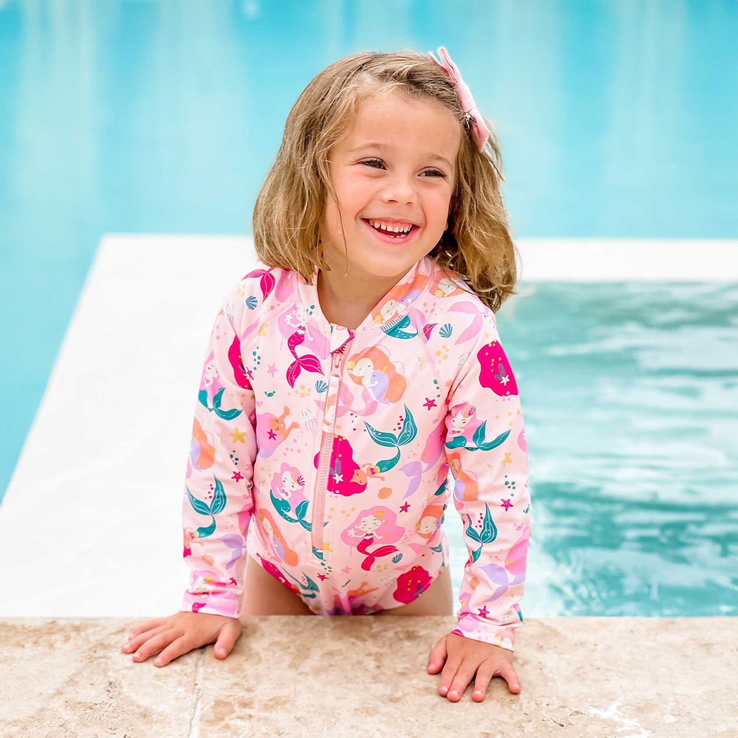 Jan & Jul - UV Girls' Swimsuit - Pink Mermaid