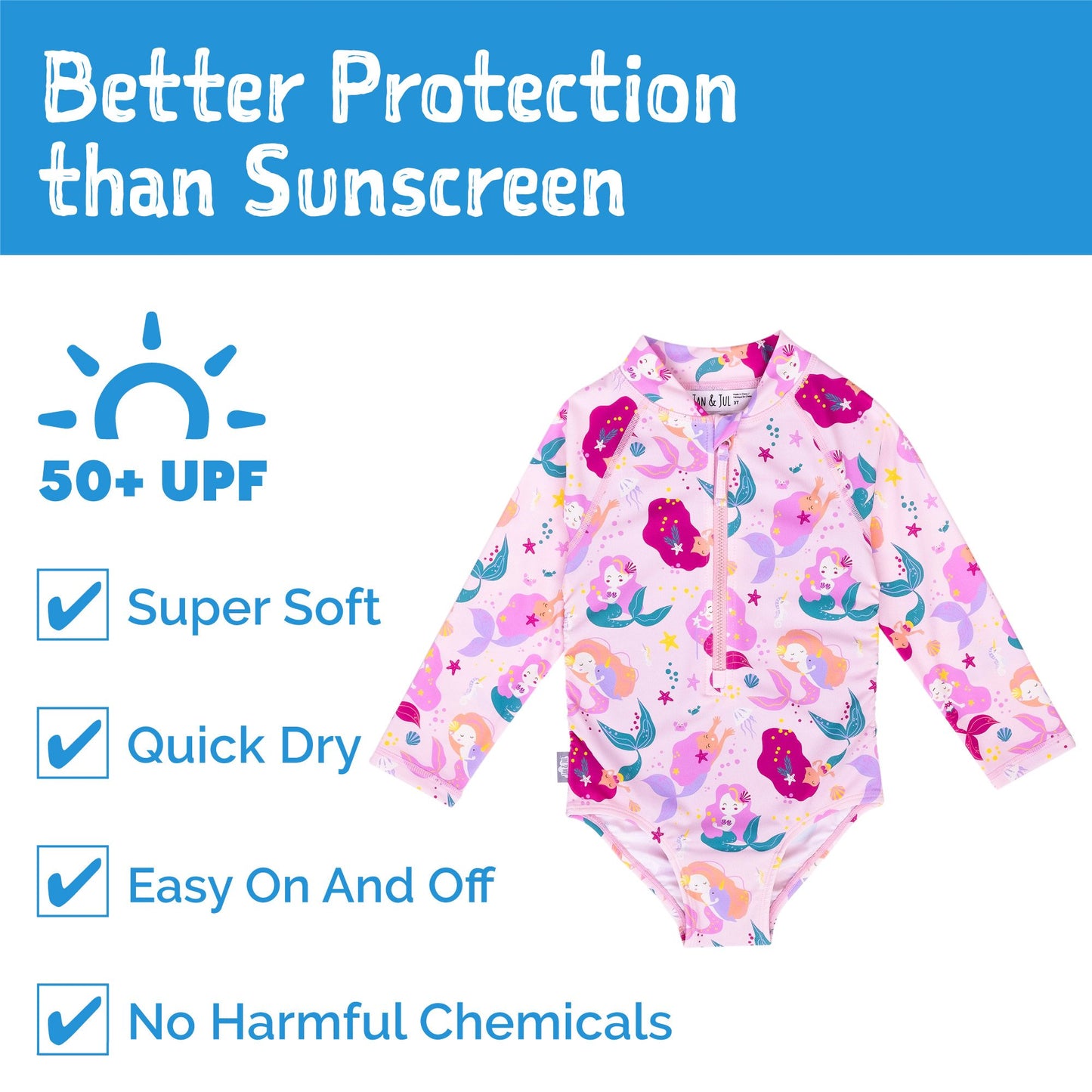 Jan & Jul - UV Girls' Swimsuit - Pink Mermaid