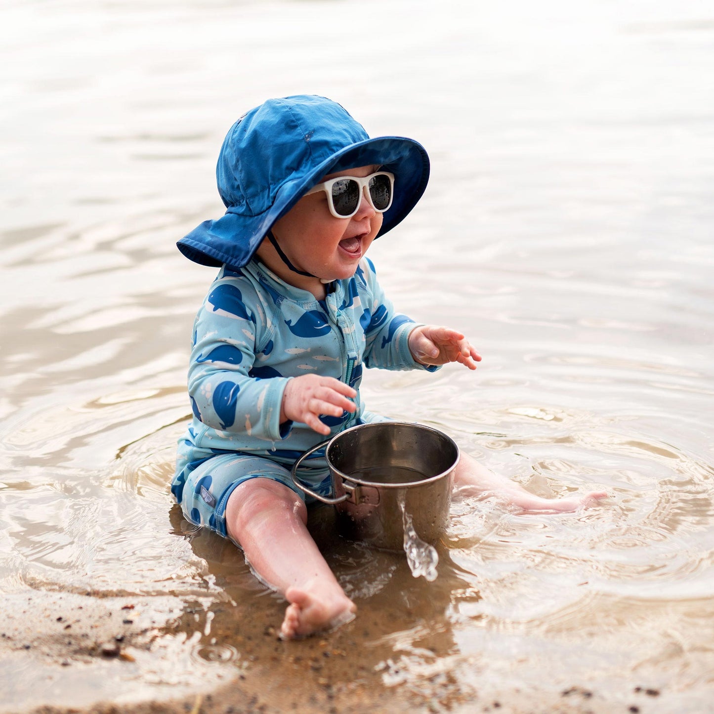 Jan & Jul 1-pc UV Jumpsuit - Blue Whale