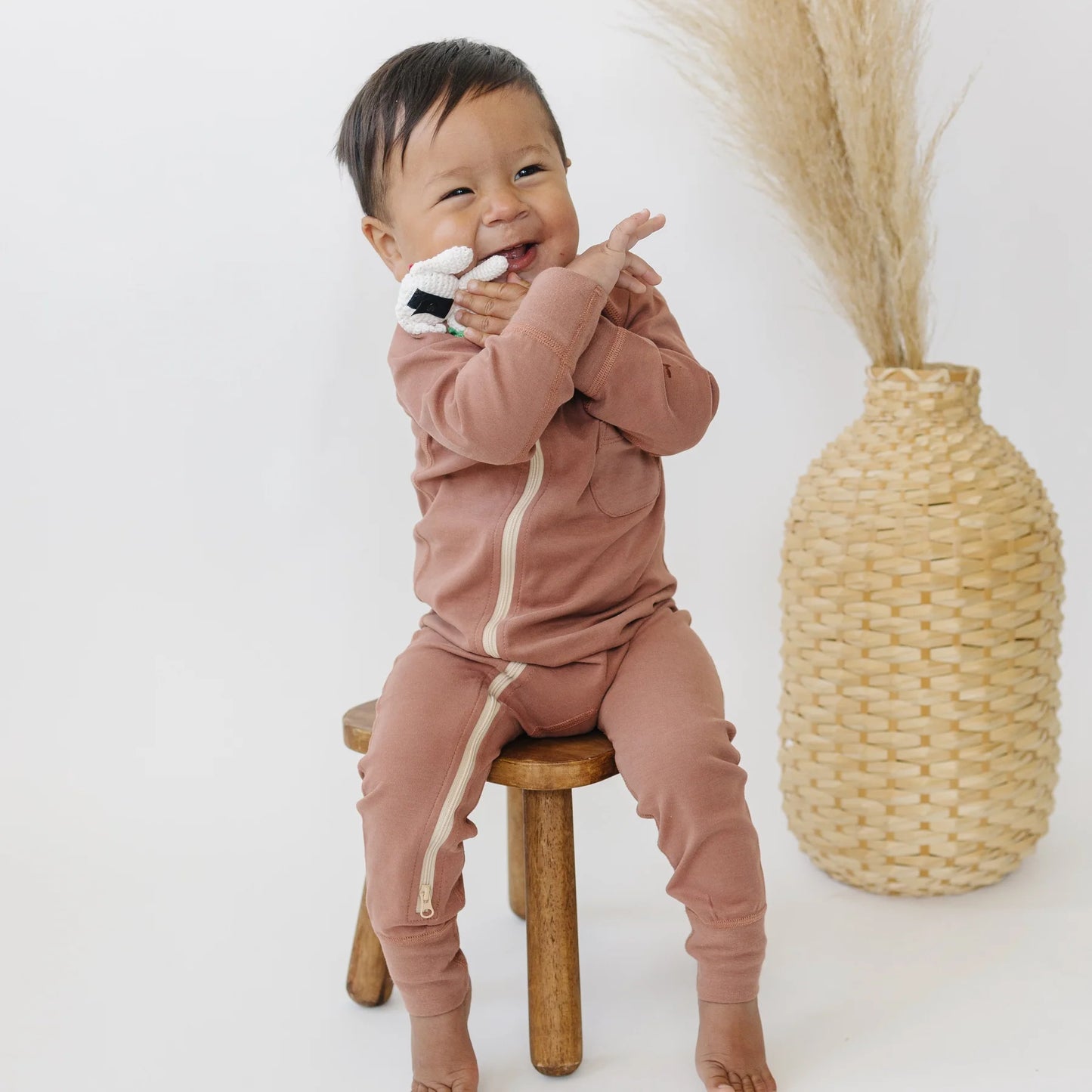 Our Little Treasures - Zip Romper in Chestnut