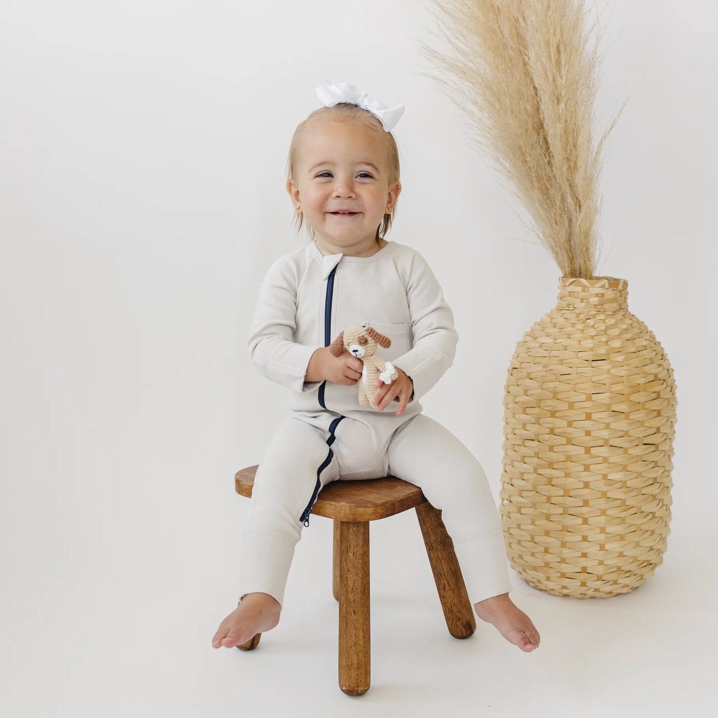 Our Little Treasures - Zip Romper in Pebble