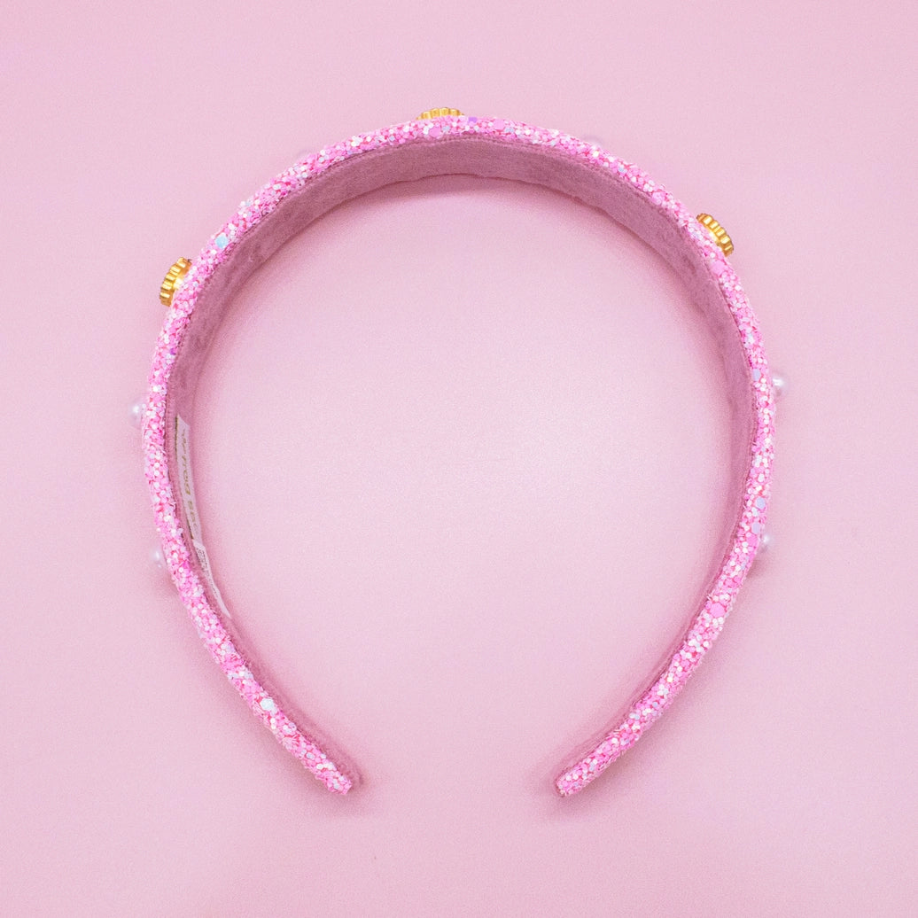 Frog Sac - Embellished Glitter Headband (Pearl & Rhinestone Studs)