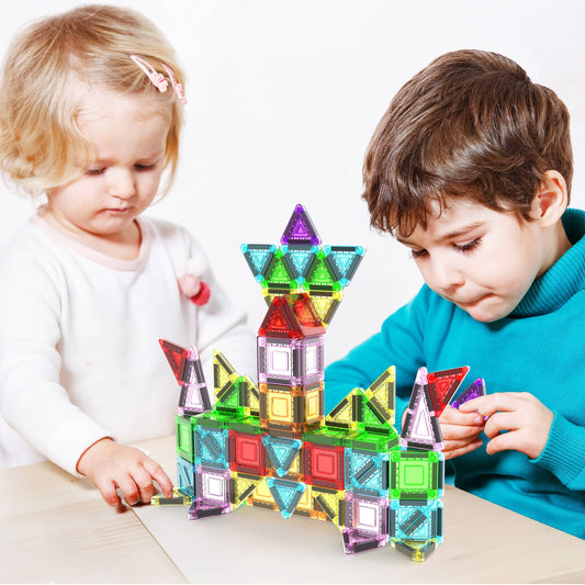 PicassoTiles 50pc Nano Magnetic Building Tiles Construction Travel Set