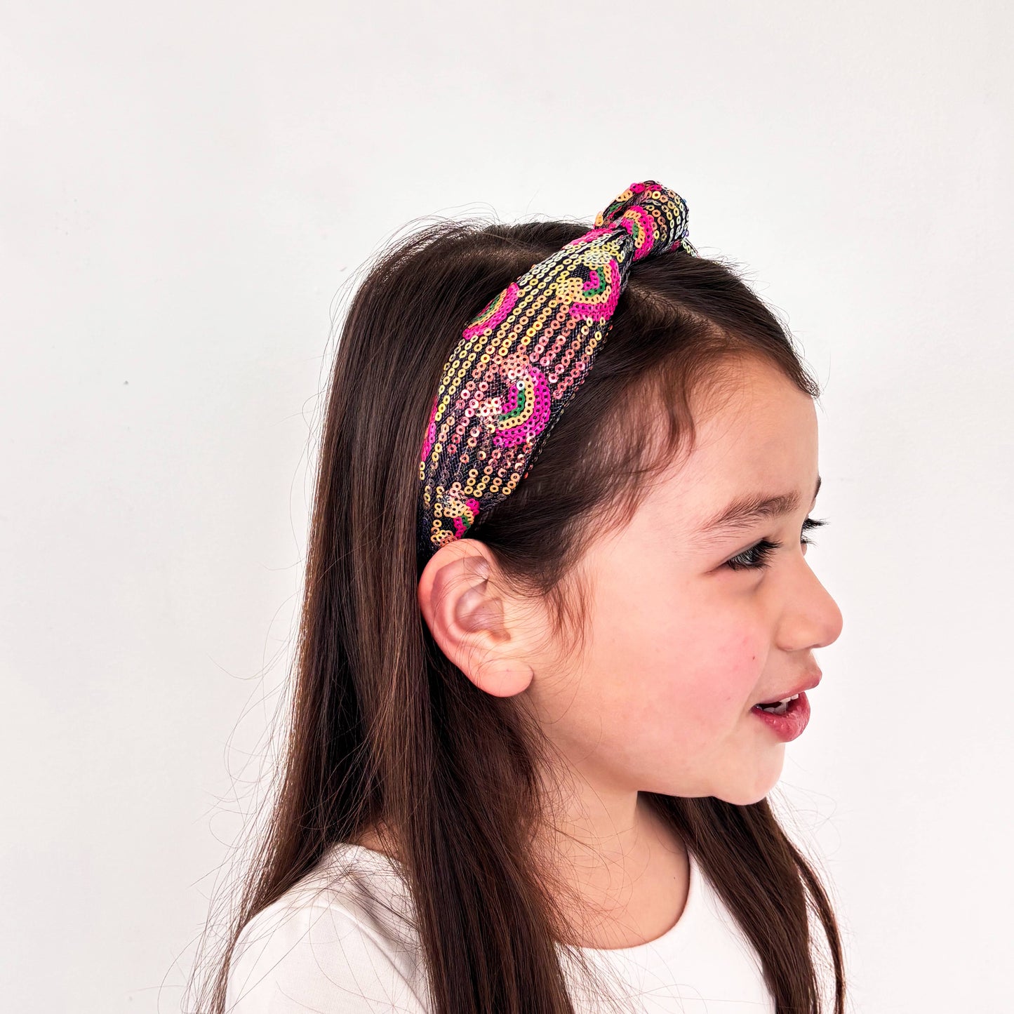 Frog Sac Kids Sequin Knot Headband, Rainbow
