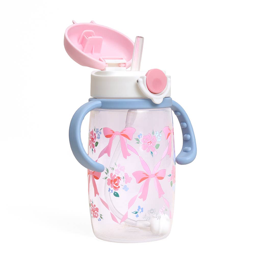 Itzy Ritzy Canada - Itzy Sips - Straw Cup With Snap-Close Lid: Ribbons & Roses