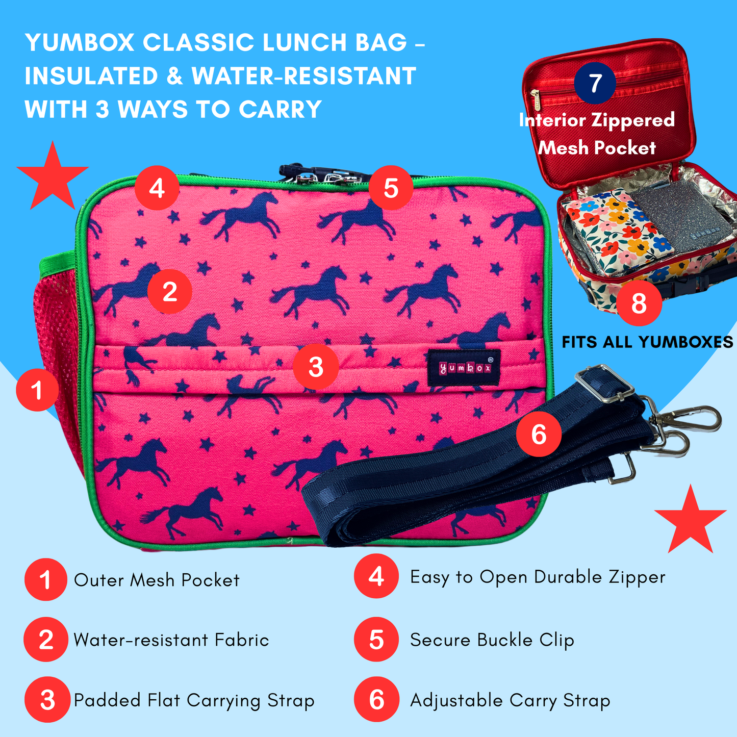 Yumbox - Yumbox Classic Lunch Bag – Insulated Equestrian-Inspired Tote with Vibrant Accents