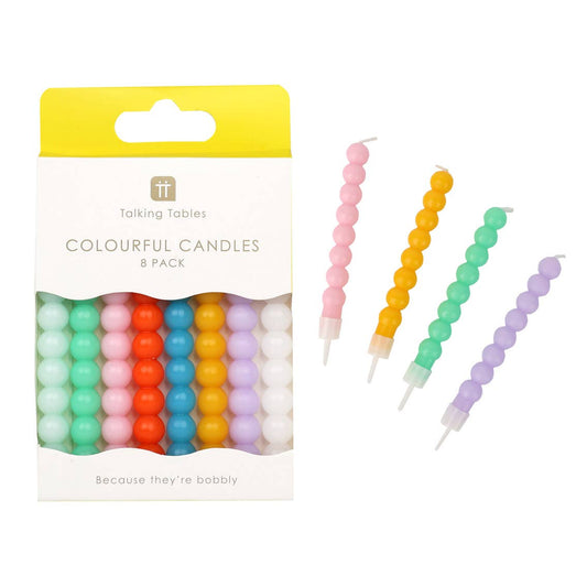 Talking Tables USA - Colorful Bobble Candles | 8 Pack | Birthday Candle |