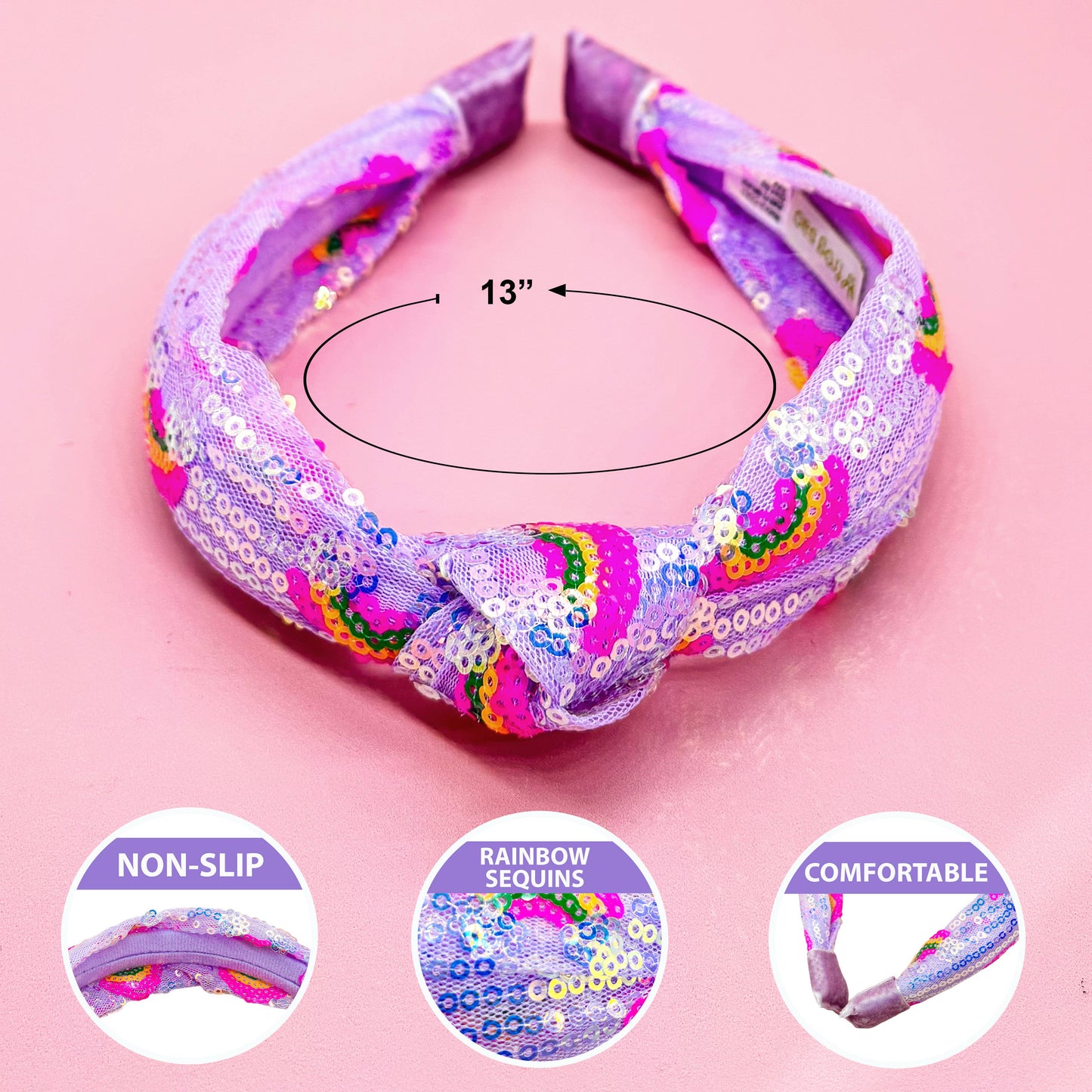 Frog Sac Kids Sequin Knot Headband, Rainbow