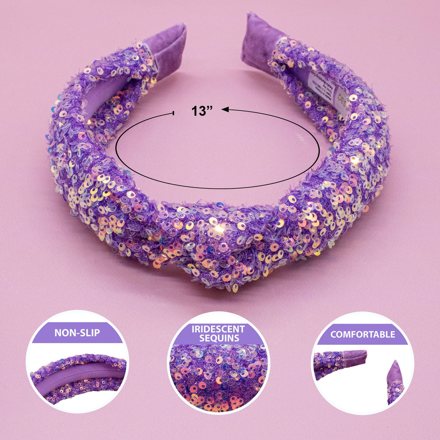 Frog Sac Kids Knot Headband, Sequin Knotted Hair Band Accessories