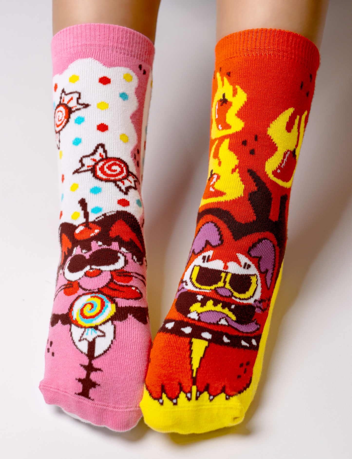 Pals Socks - Purrty Sweet & Feline Spicy Fun Grippy Cat Socks for Kids