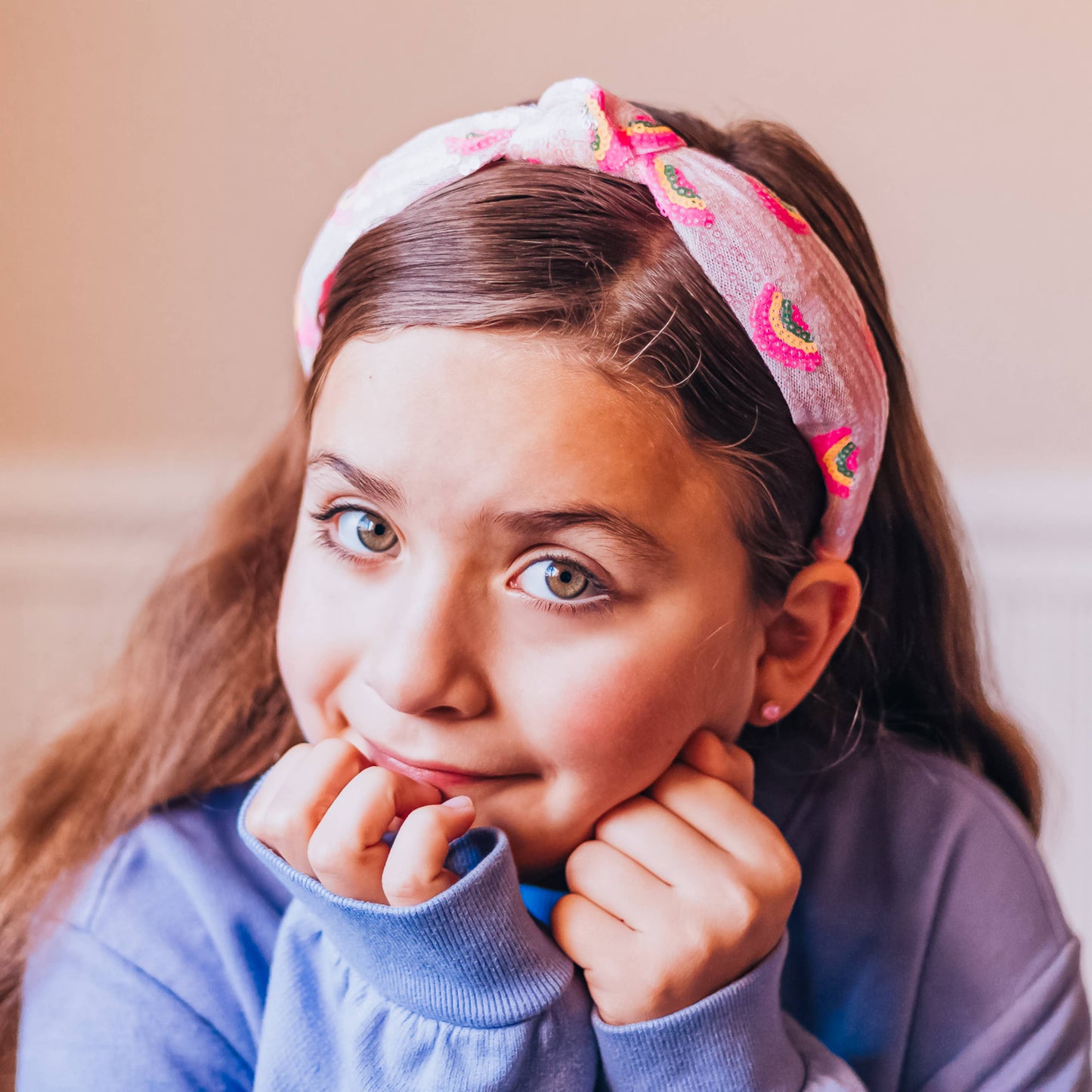 Frog Sac - Kids Sequin Knot Headband - Rainbow