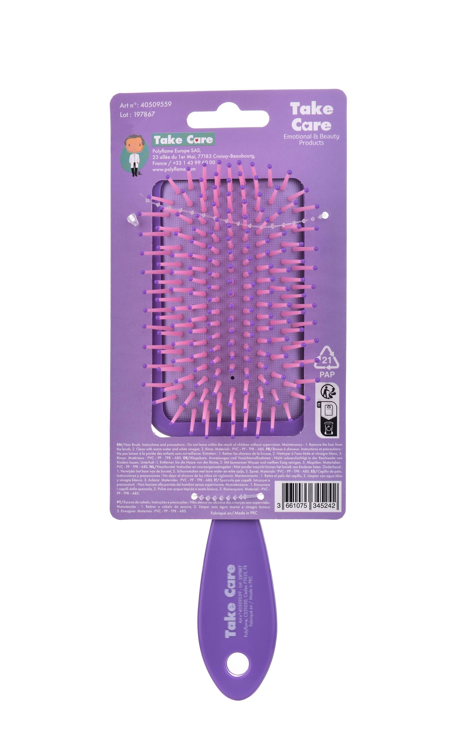Takecare - Unicorn - Purple Hair Brush