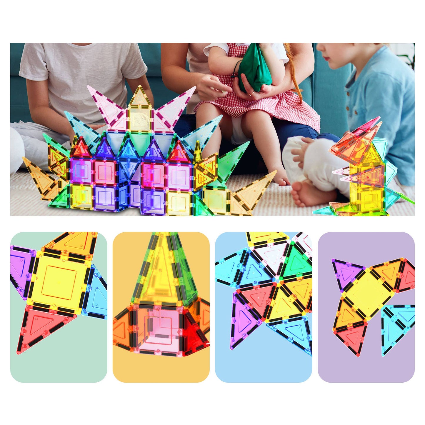 PicassoTiles 61pc Magnetic Tile Building Set