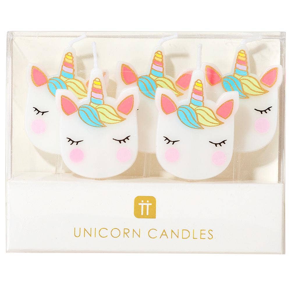 Talking Tables USA - Unicorn Face Cake Candles | 5 Pack | Kids Birthday Party |