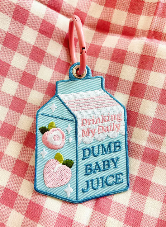 Maobabie - Dumb Baby Juice Embroidered Keychain
