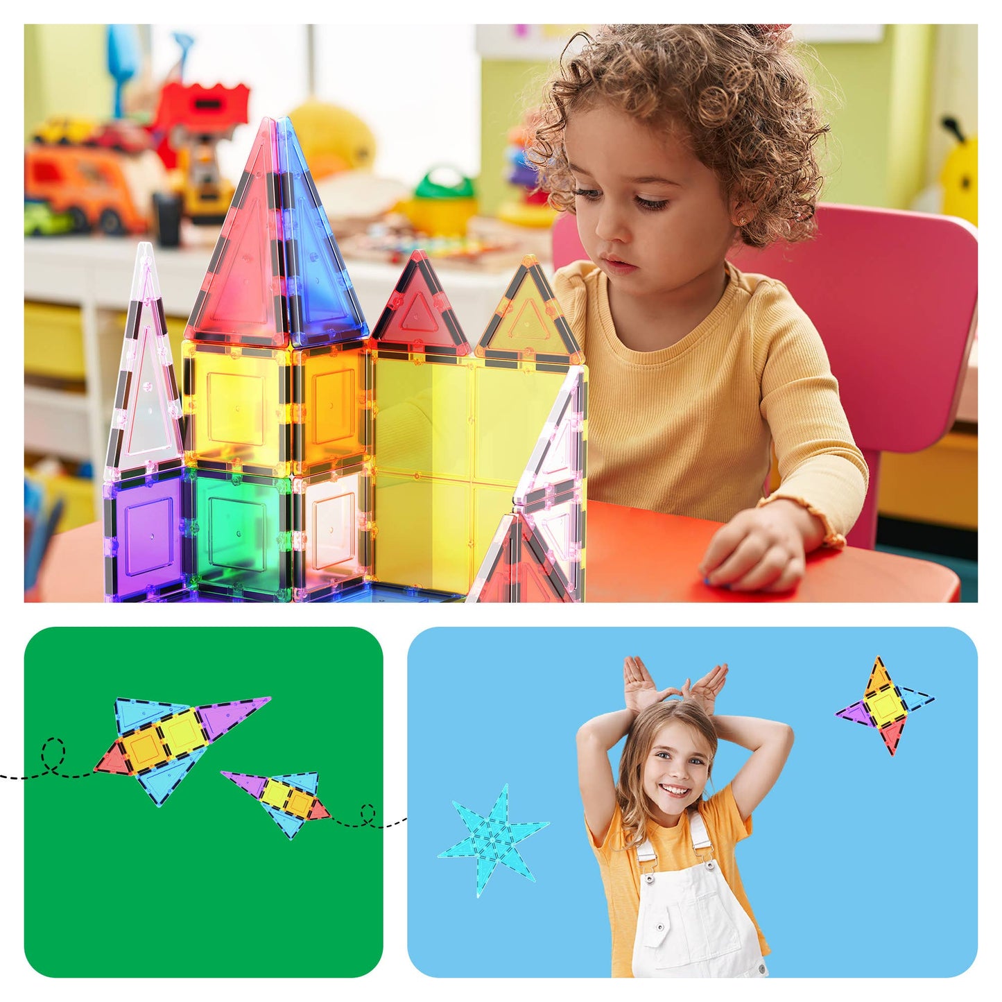 PicassoTiles 61pc Magnetic Tile Building Set