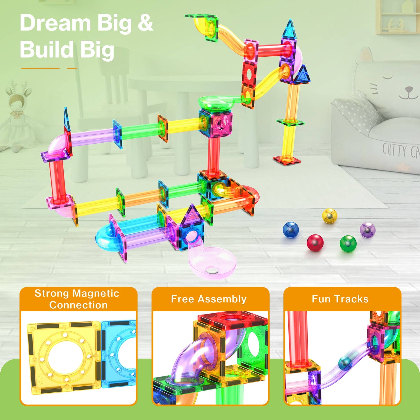 PicassoTiles Magnetic Marble Run Set