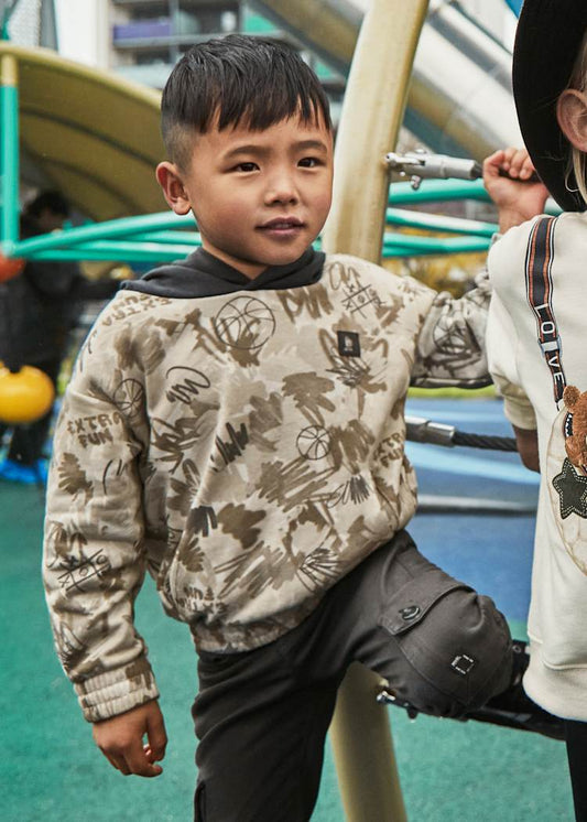 Mayoral Boy Printed Hoodie Basketball Tic Tac Toe