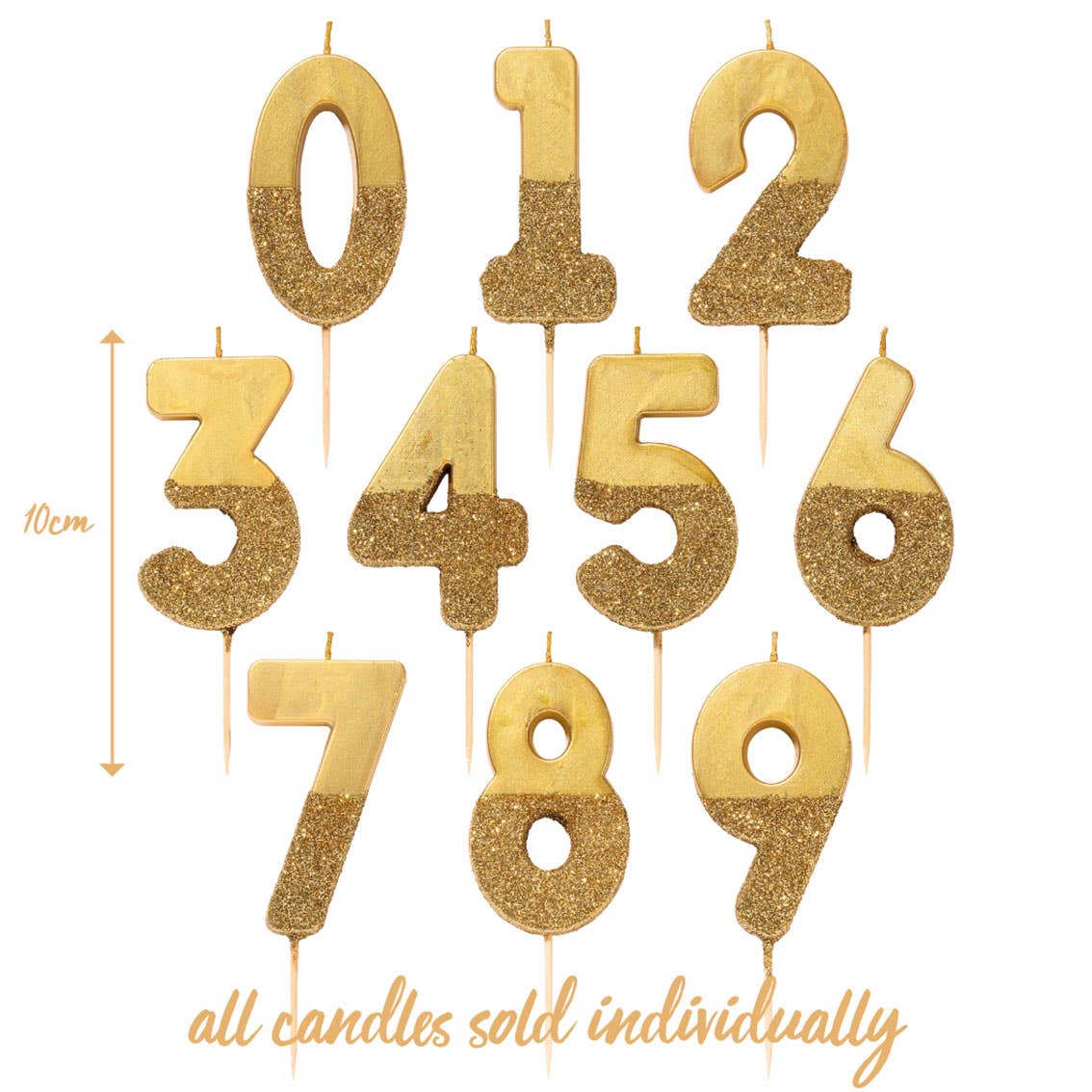 Talking Tables USA - Gold Glitter Birthday Number Candles | 0-9