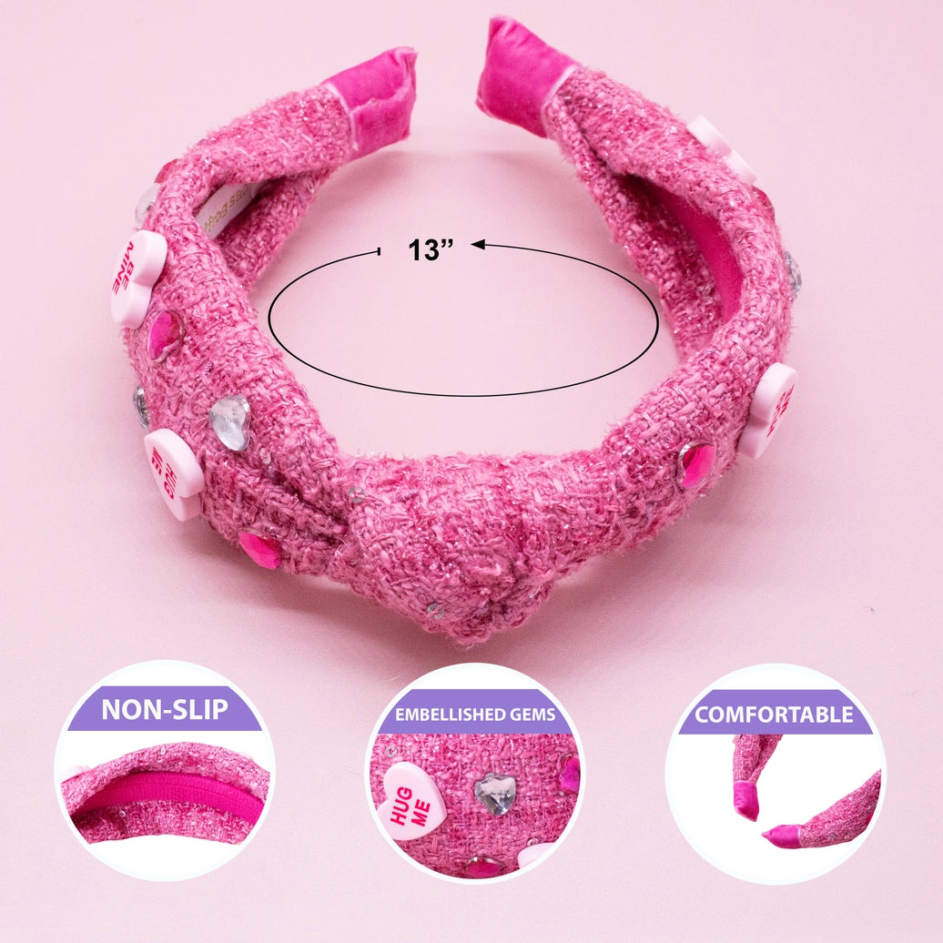 Frog Sac - Kids Embellished Knot Headband - Candy Valentines Day Heart