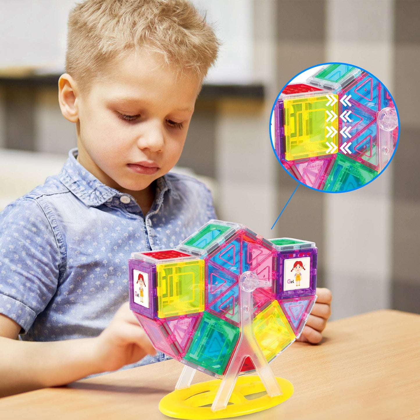 PicassoTiles 9pc Ferris Wheel Magnetic Tile Building Set