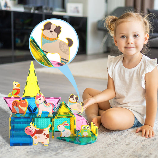 PicassoTiles 8pc Farm Animal Magnetic Action Figures