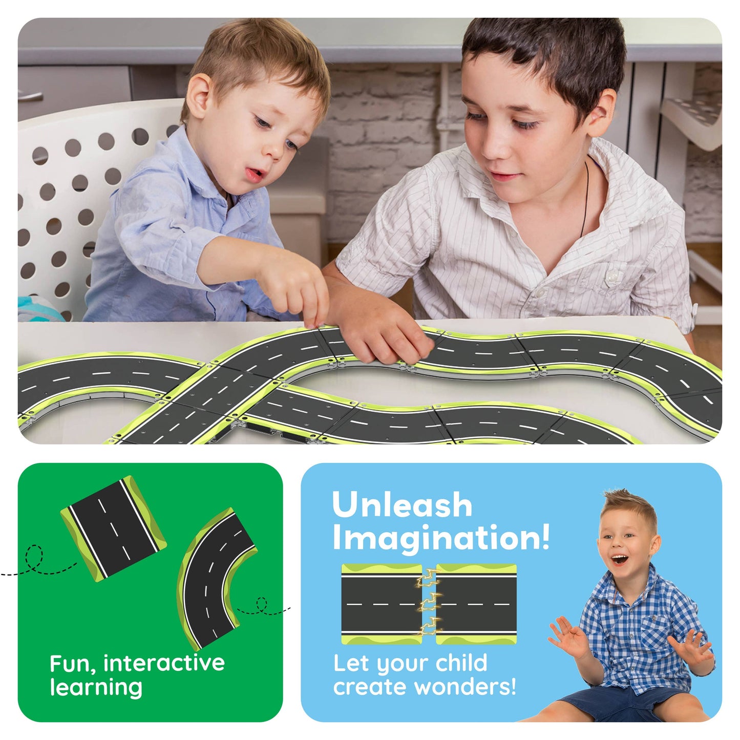 PicassoTiles 16pc Magnetic Car Track Speedway Set