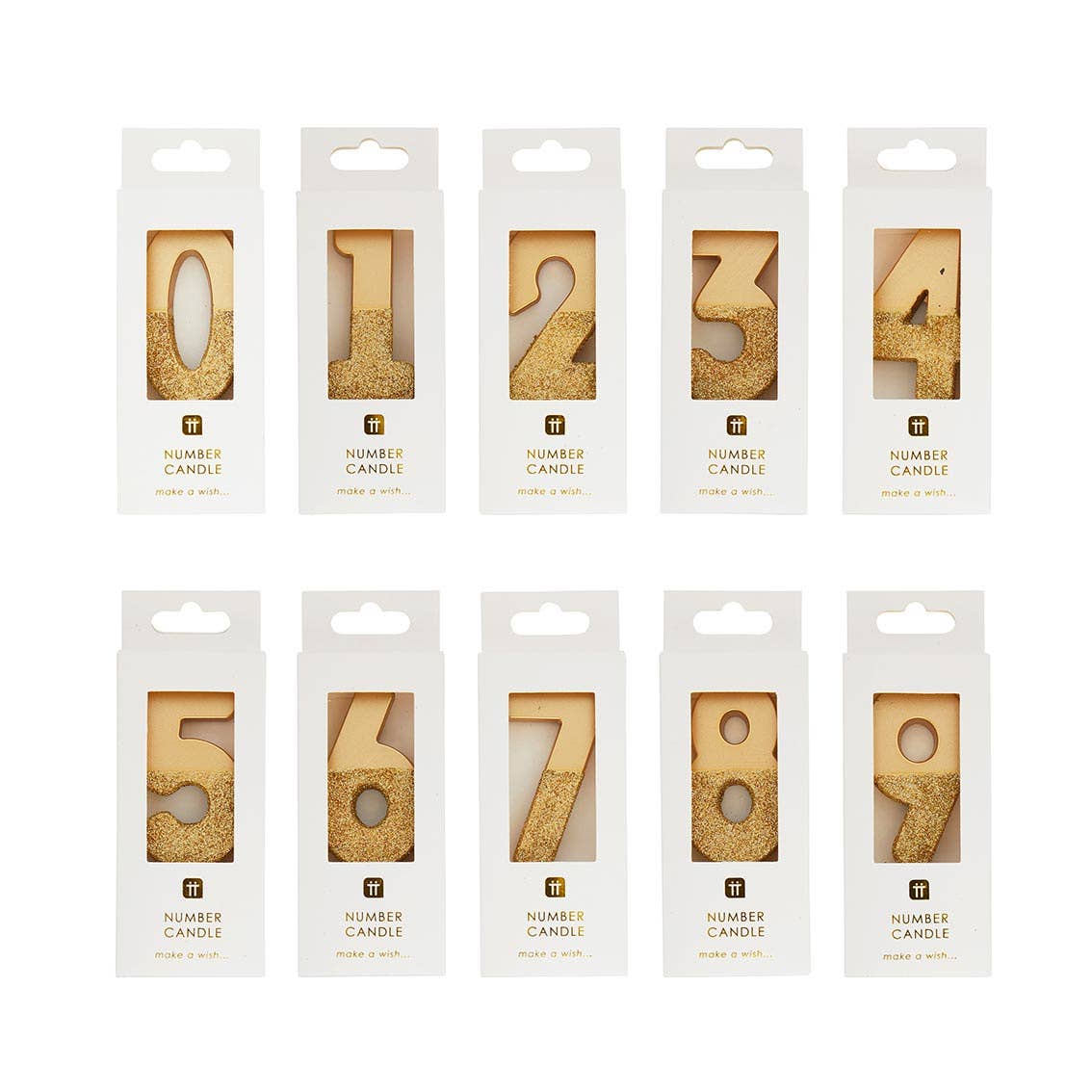 Talking Tables USA - Gold Glitter Birthday Number Candles | 0-9