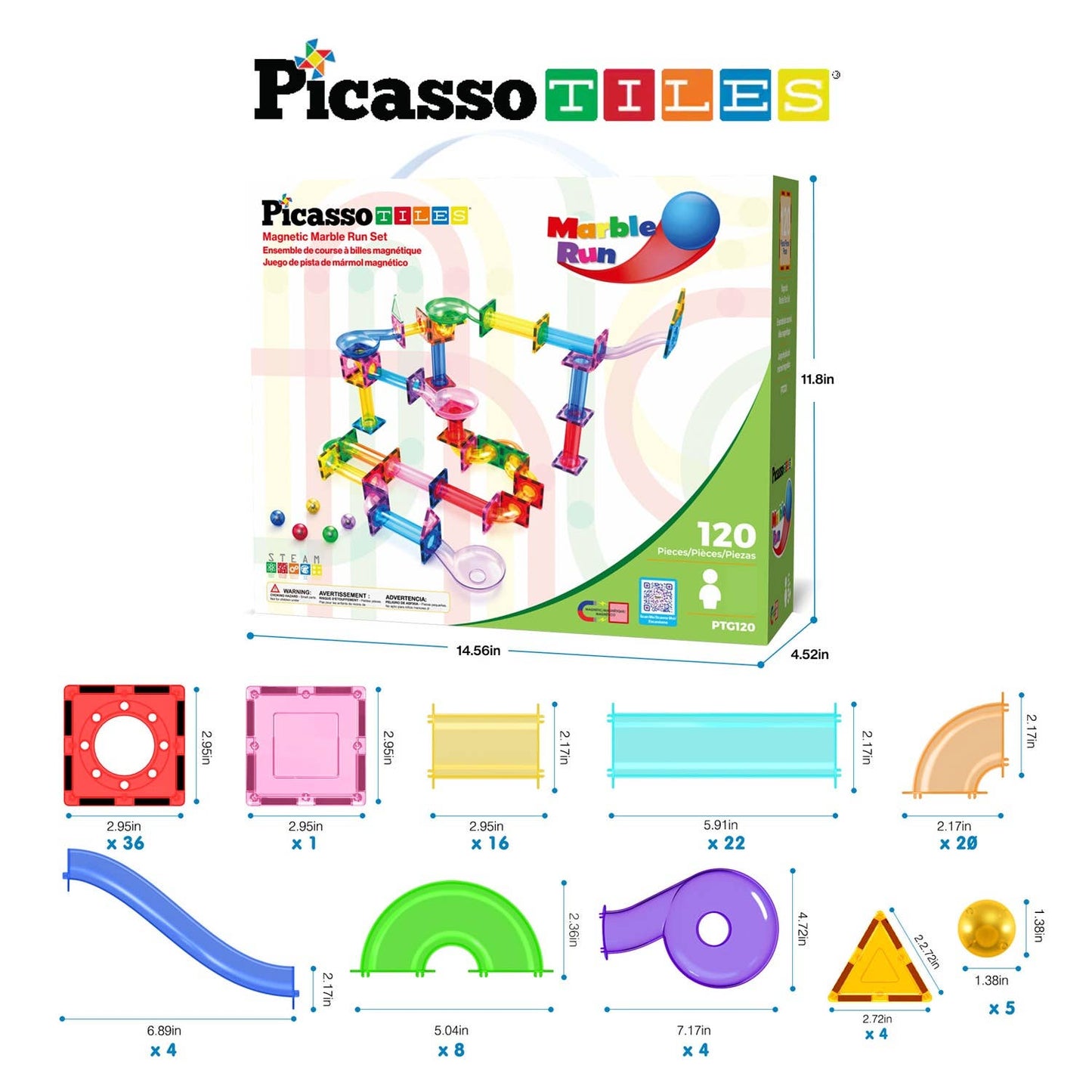 PicassoTiles Magnetic Marble Run Set