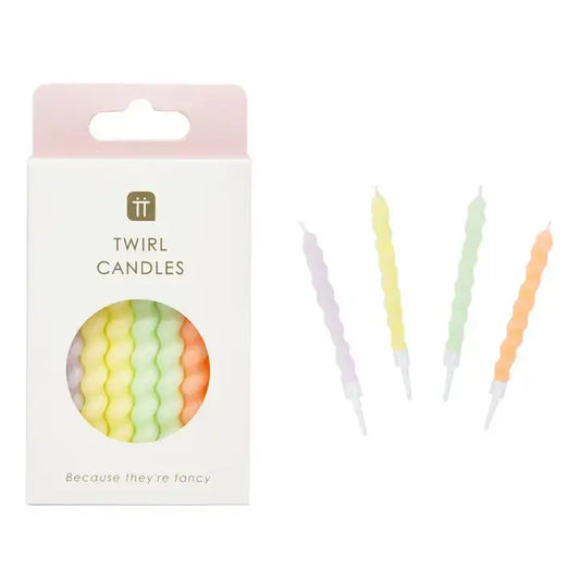Talking Tables USA - Twisted Pastel Birthday Candles | 8 Pack | Birthday Party |