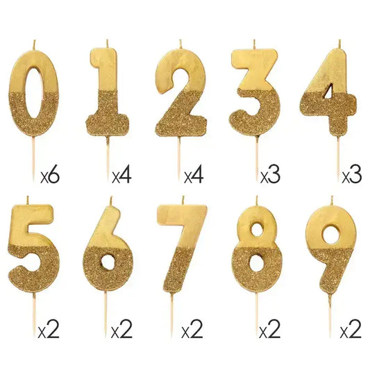 Talking Tables USA - Gold Glitter Birthday Number Candles | 0-9