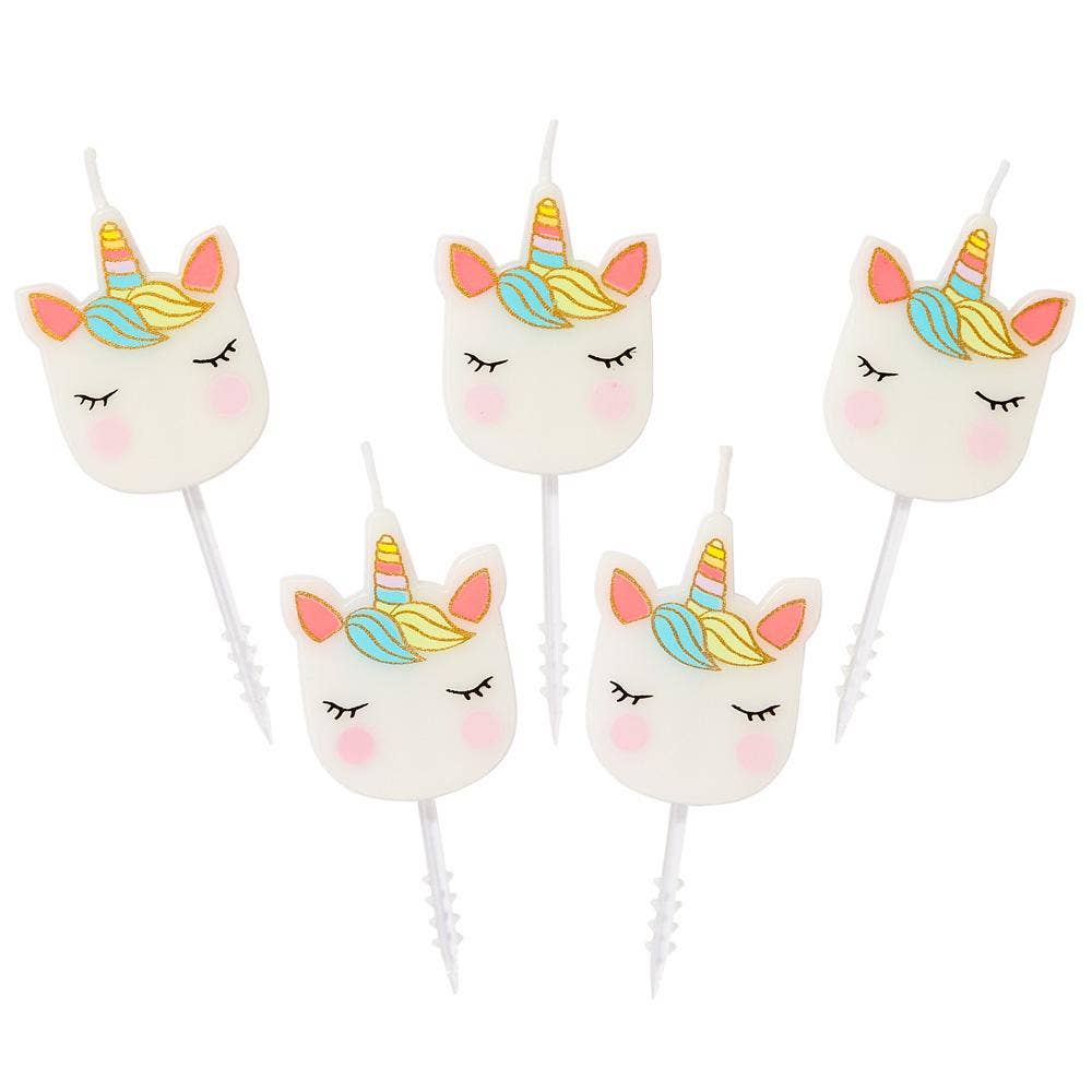 Talking Tables USA - Unicorn Face Cake Candles | 5 Pack | Kids Birthday Party |
