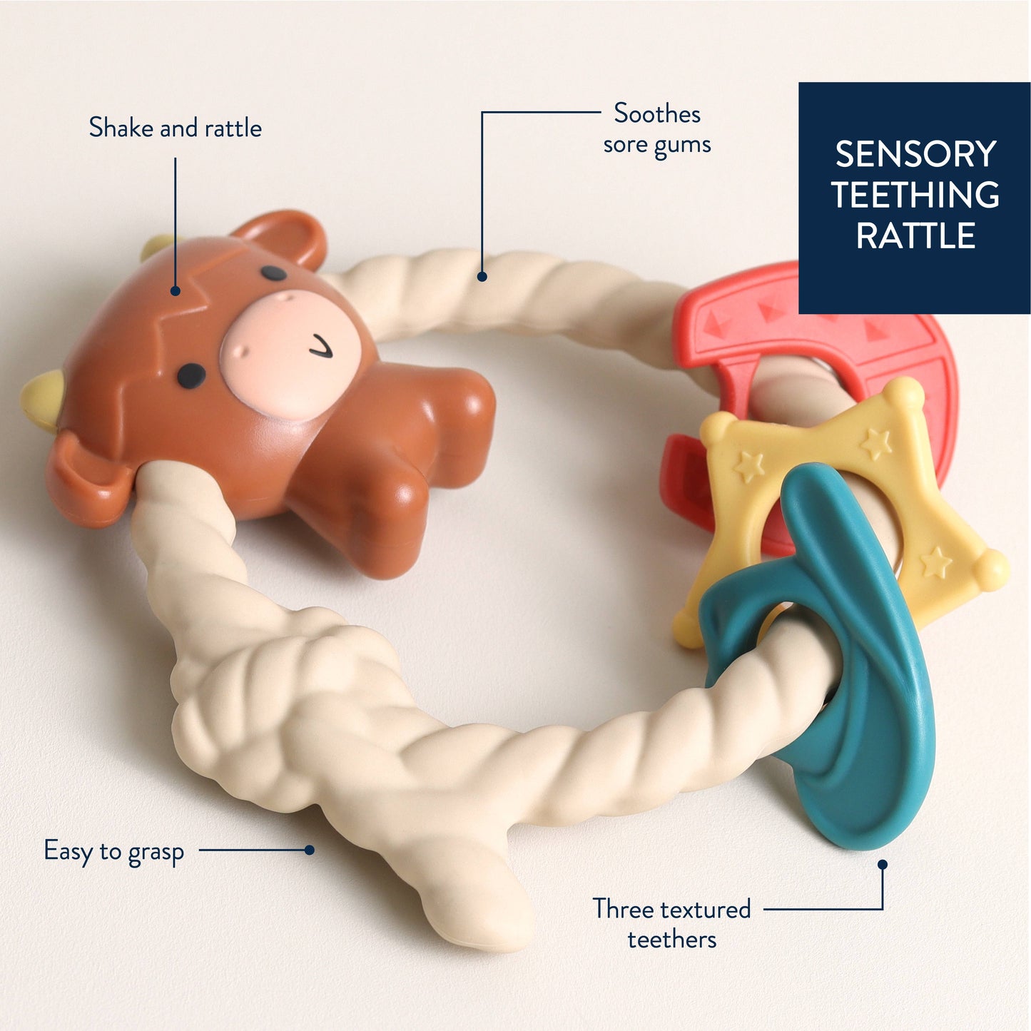 Itzy Ritzy -  Ritzy Rattle™ Silicone Teether Rattles: Highland Cow